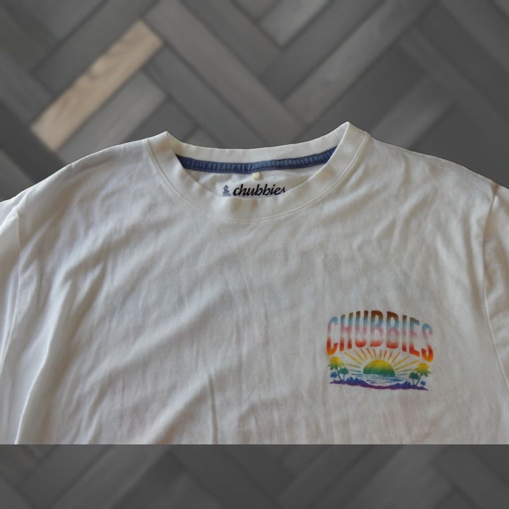Chubbies Chubbies T-Shirt Men's L White Cotton Short Sleeve Graphic Print Shirt Mens L White Size US L / EU 52-54 / 3 - 1 Thumbnail