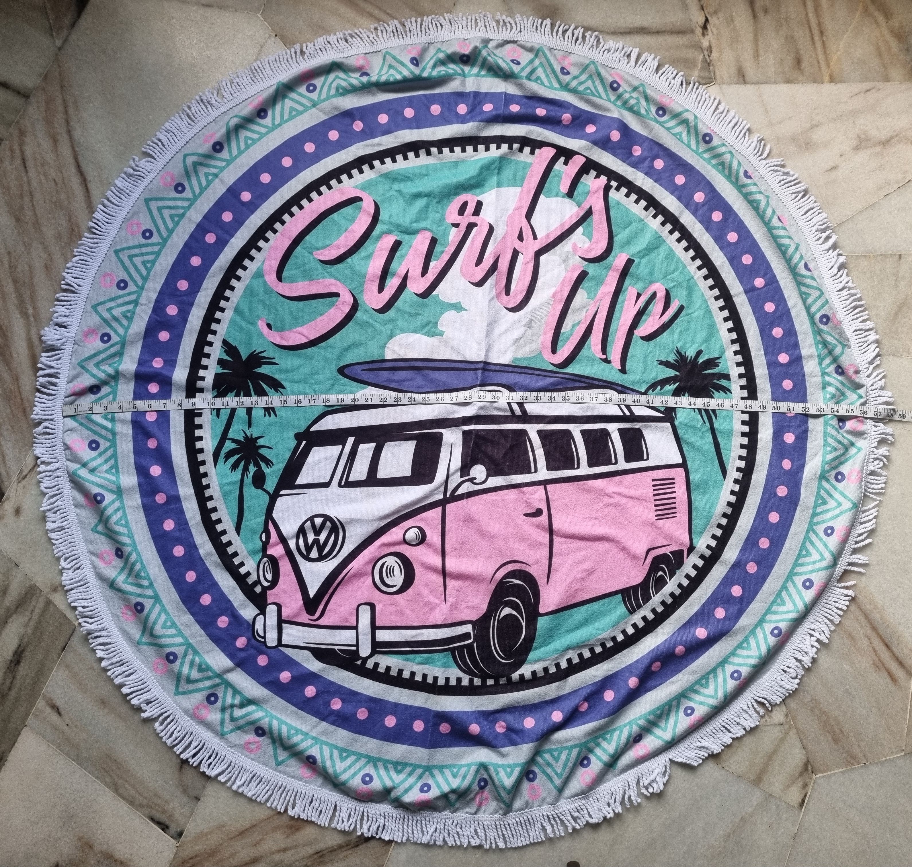 Vintage Wolkswagon Beetle Round Towel Size ONE SIZE - 2 Thumbnail