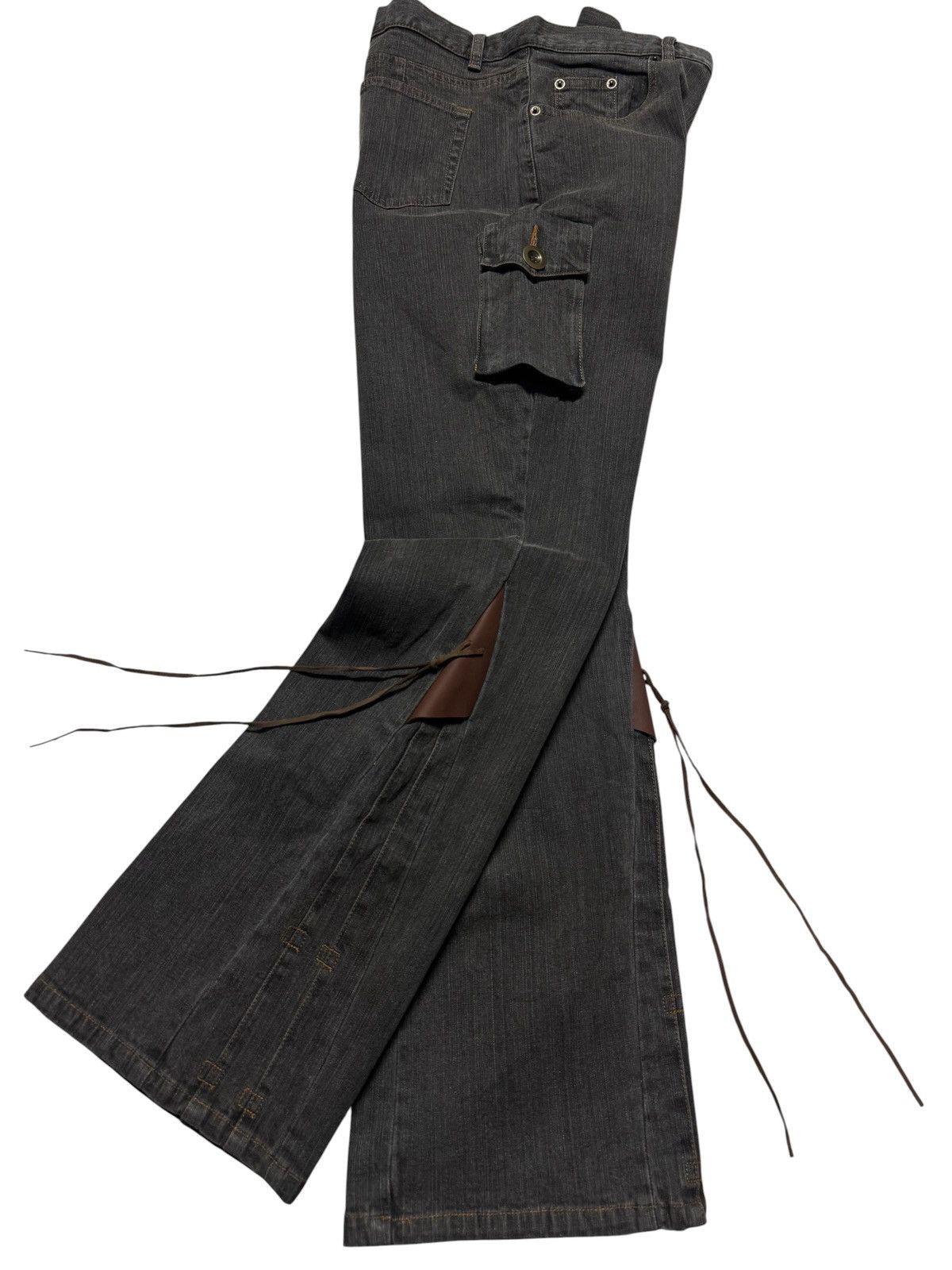 Tornado Mart FLARED VINTAGE LIVE CLAIRE RARE LACE-UP SPLIT LEATHER JEANS Size US 32 / EU 48 - 1 Thumbnail