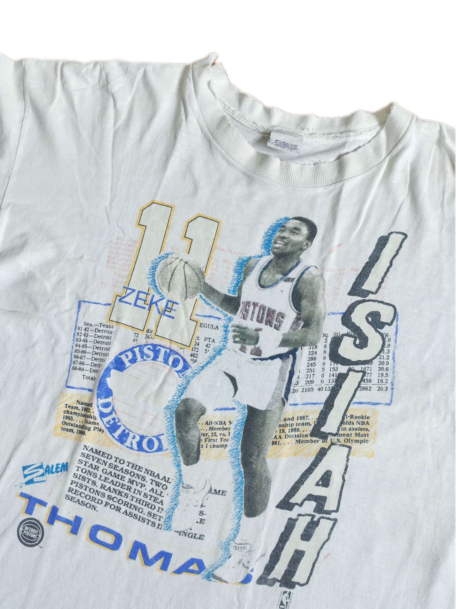 NBA × Salem Sportswear × Vintage Vintage Isiah Thomas Detroit Pistons Player 90s T-shirt Size US XL / EU 56 / 4 - 4 Thumbnail
