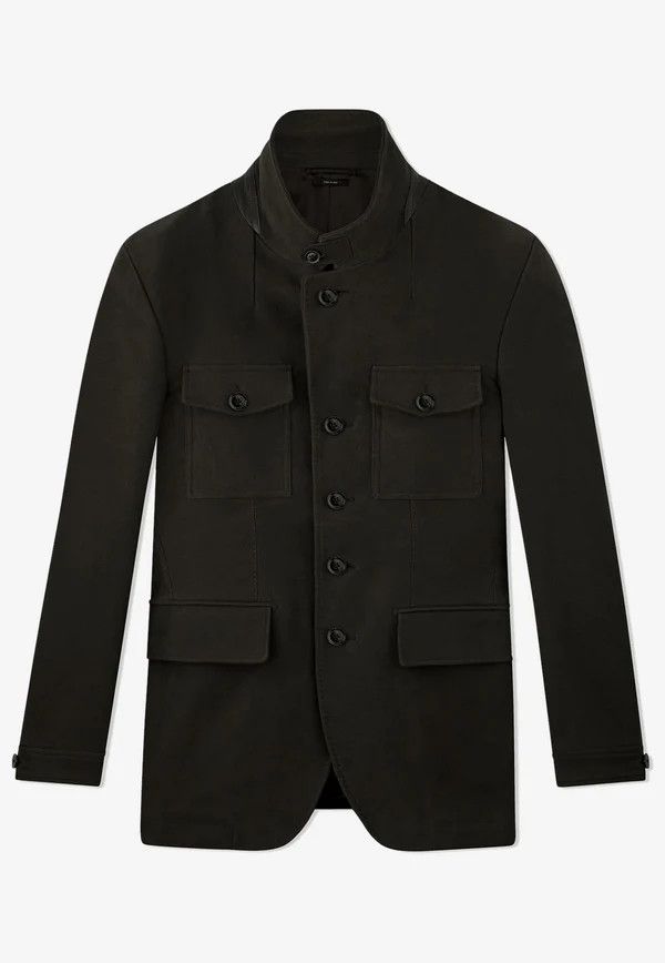 o1w1db10125 OJM001 Buttoned Military Jacket in Black