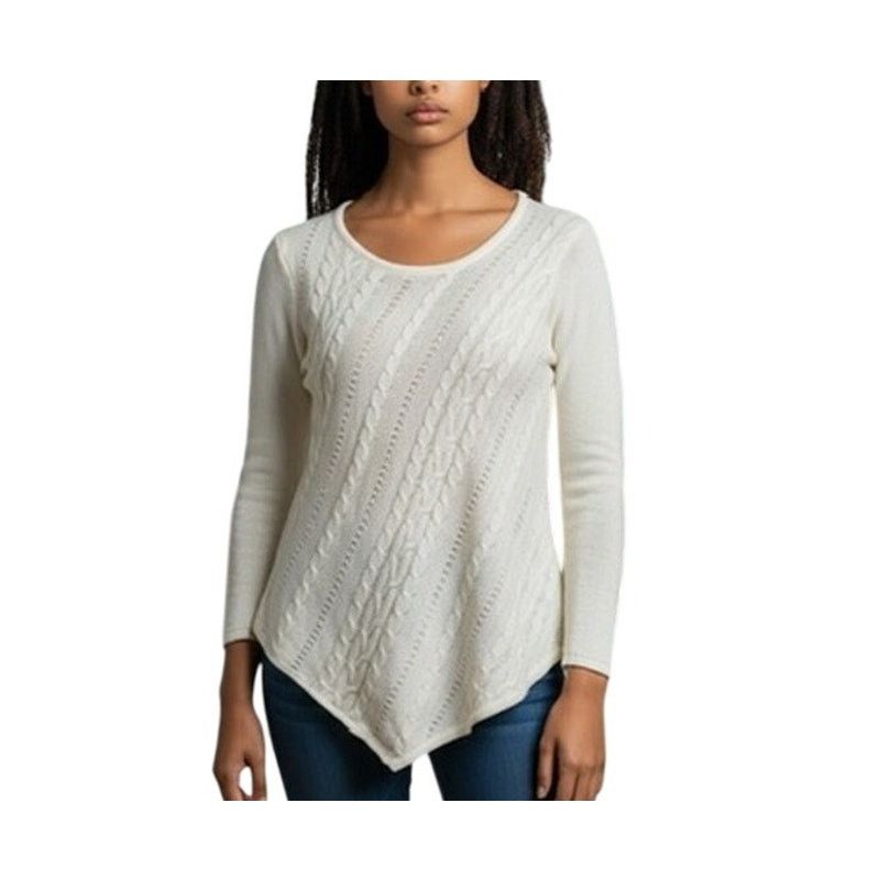 Other Metaphor Cream Asymmetrical Cable Knit Sweater XL Cottage Size XL / US 12-14 / IT 48-50 - 1 Thumbnail