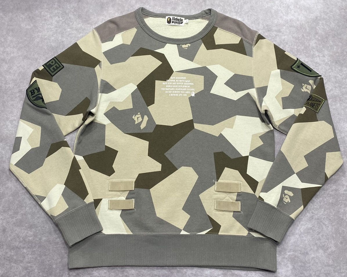 Bape BAPE Splinter Camo Patched Wide Crewneck Beige Size US L / EU 52-54 / 3 - 1 Thumbnail