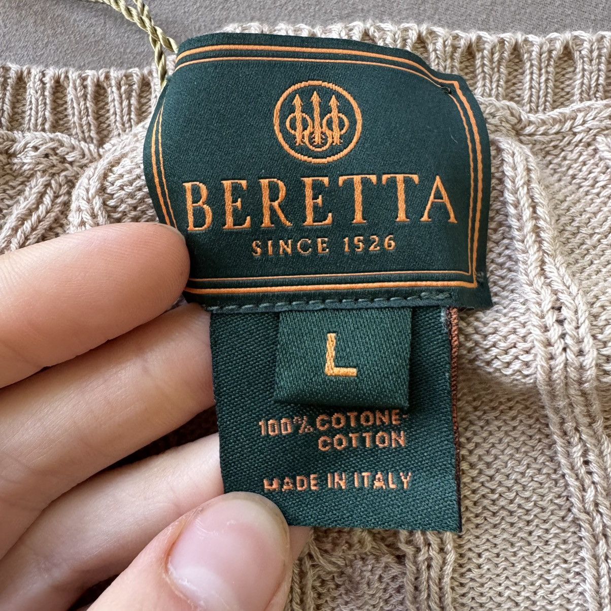 Beretta Beretta V-Neck Cable Knit Sweater Size L / US 10 / IT 46 - 3 Thumbnail
