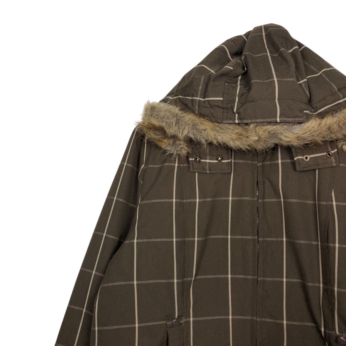 Japanese Brand Vintage Sky Bomber Faux Fur Trim Military Grid Jacket Size US L / EU 52-54 / 3 - 8 Thumbnail