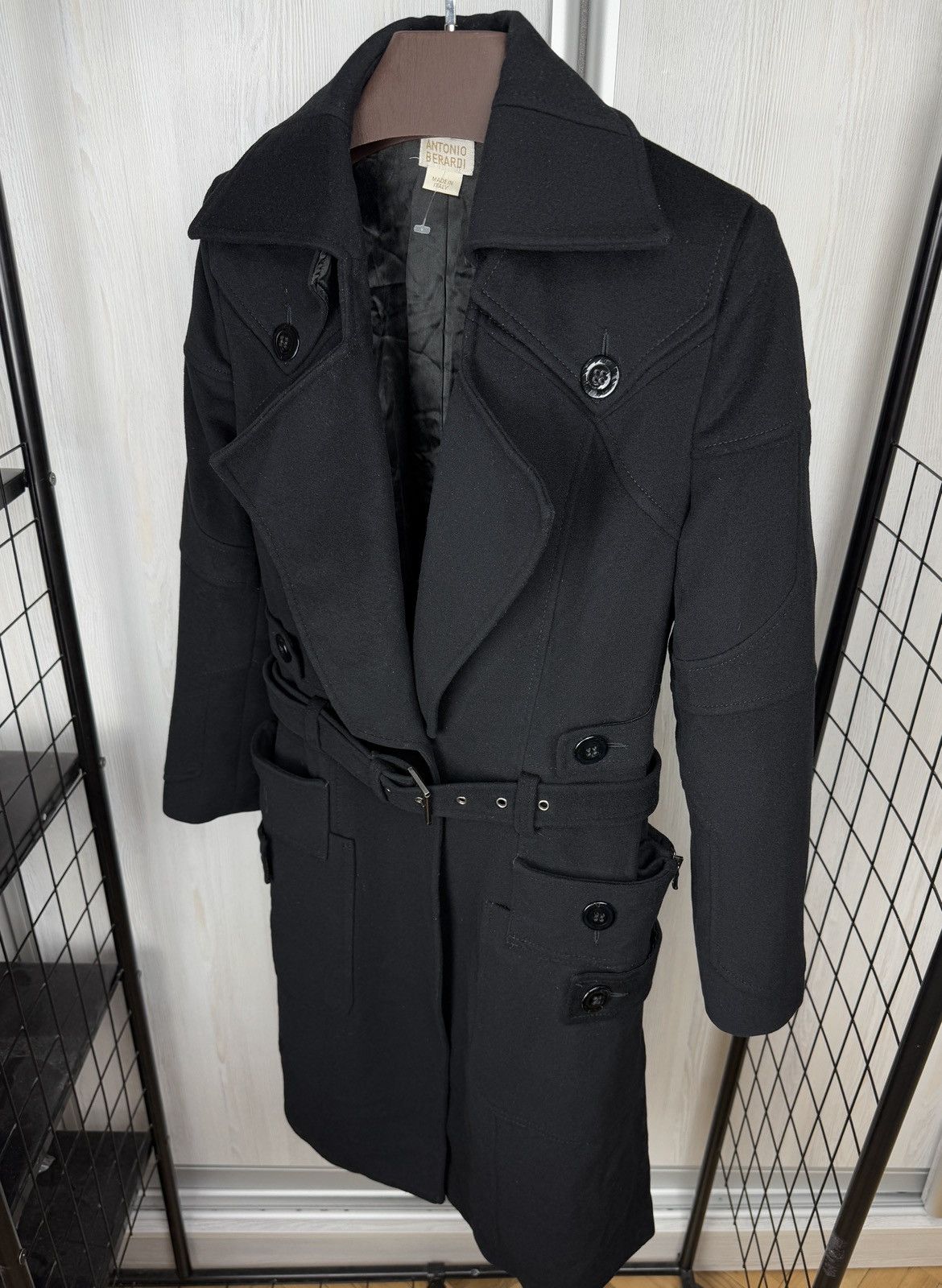 Antonio Berardi Antonio Berardi Virgin Wool Black long asymmetrical coat 40 Size S / US 4 / IT 40 - 7 Thumbnail