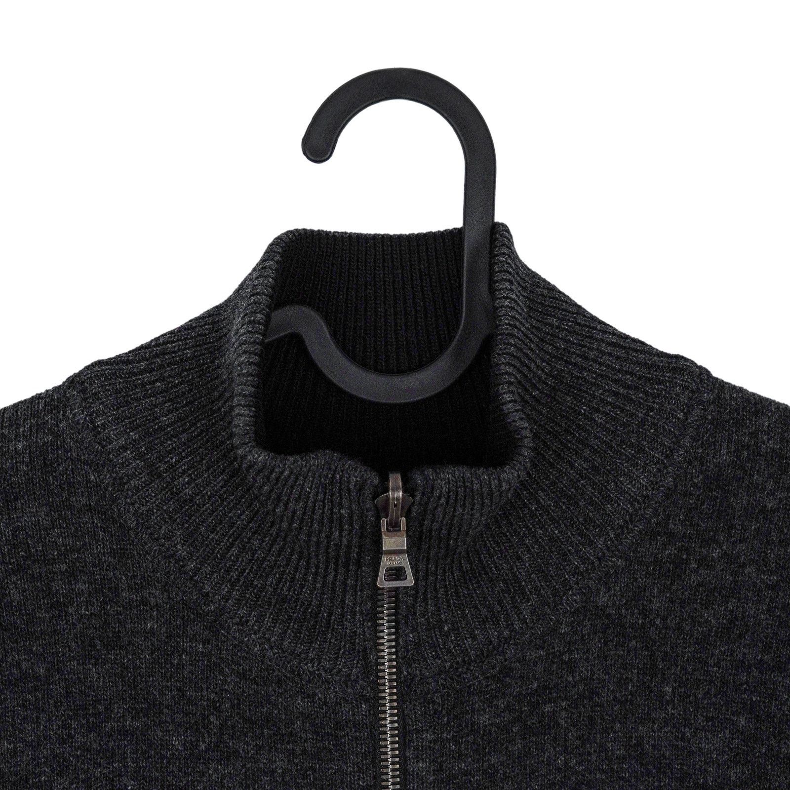 Prada Prada Milano Black Gray Wool Knit Reverse Double Zip Sweater Size US M / EU 48-50 / 2 - 3 Thumbnail
