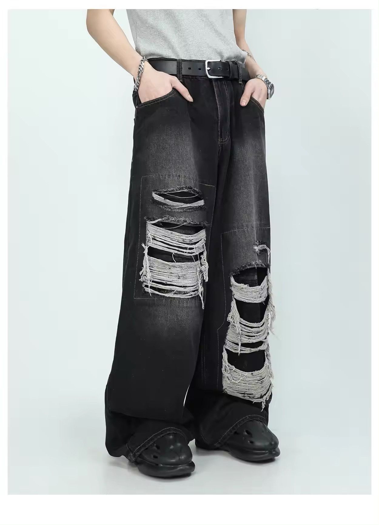 Japanese Brand × Jean Vintage Distressed Wide Leg Denim Size US 31 - 1 Thumbnail