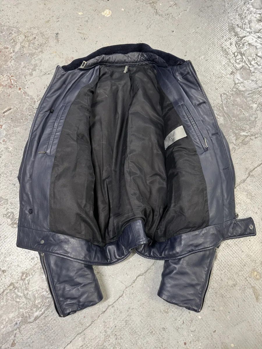 Dior FW2013 Dior Navy Asymmetrical Lambskin Leather Bomber Jacket by Kris Van Assche Size US M / EU 48-50 / 2 - 11 Thumbnail