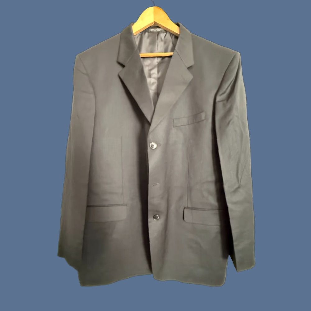 Albert Nipon Albert Nipon 2 Piece Suit Men 48L Blazer 42.5 Pants Black Worsted Wool Lined Size 48R - 1 Thumbnail