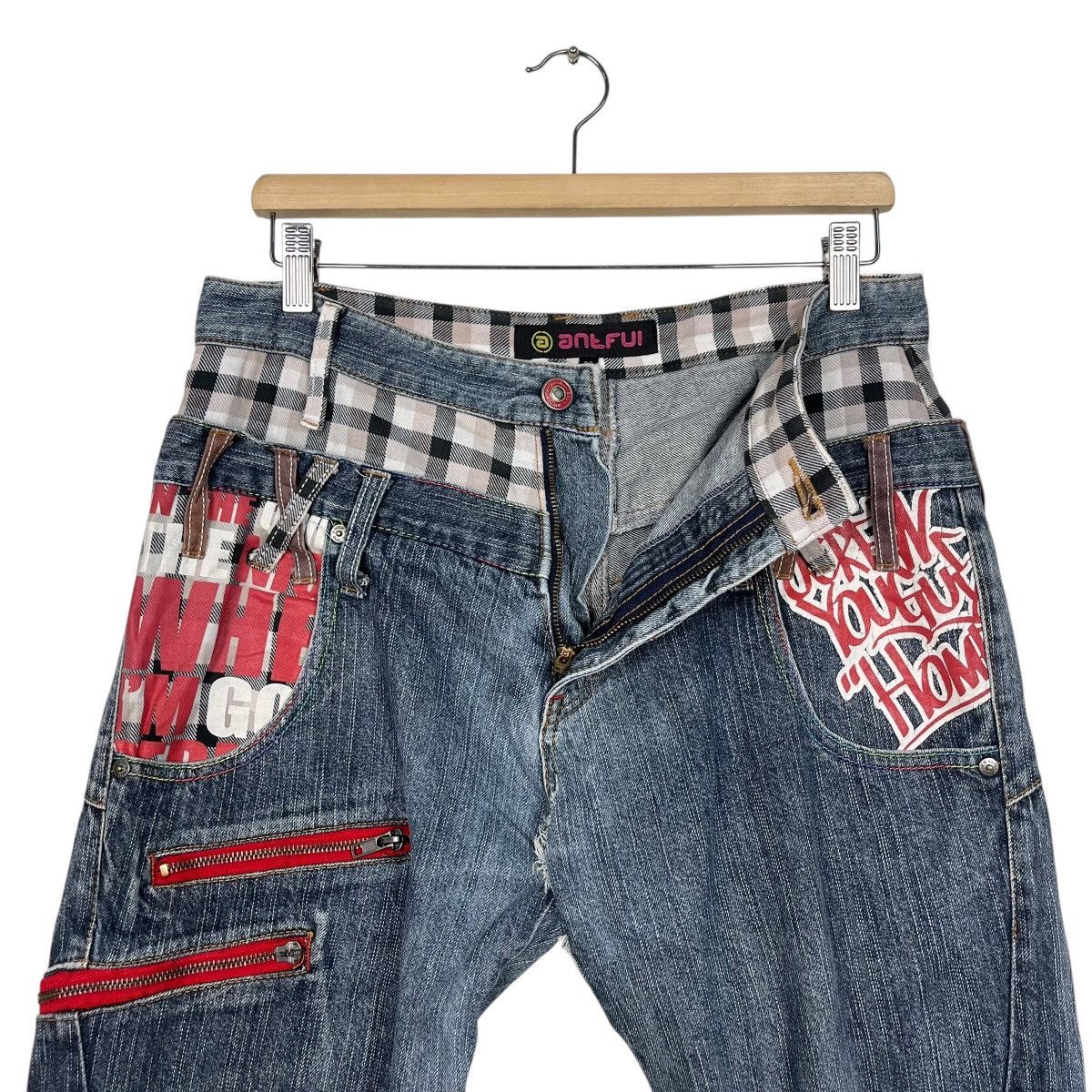 Seditionaries Vintage Antfui Double Waist Distressed Denim Jeans Size US 32 / EU 48 - 13 Thumbnail