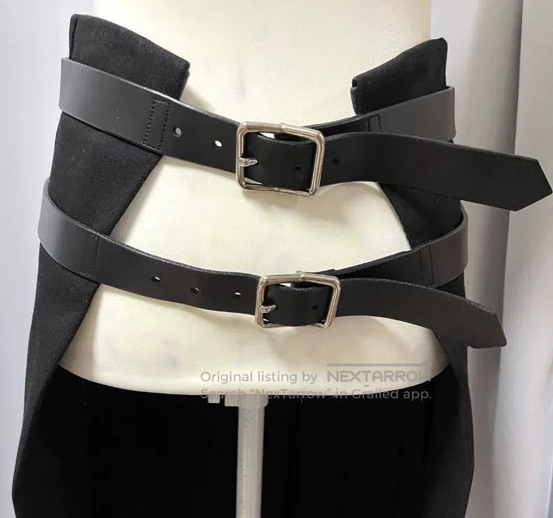 Comme des Garcons Comme Des Garcons size S Leather double waist belt pleated Size 23" - 6 Thumbnail