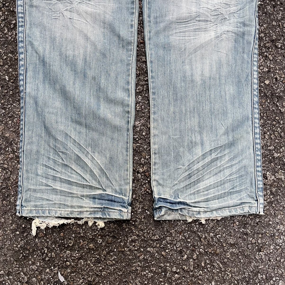 Marithe + Francois Girbaud Vintage Y2K Jeans MFG Distressed Washed Blue Loose Fit Denim Size US 36 / EU 52 - 2 Thumbnail