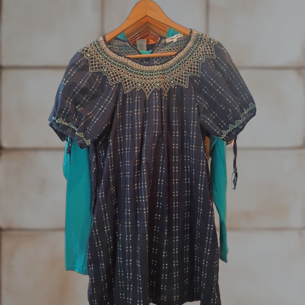Madewell Madewell Tunic Women S Blouse Blue White Checkered 100% Cotton Made In India Size S / US 4 / IT 40 - 1 Thumbnail