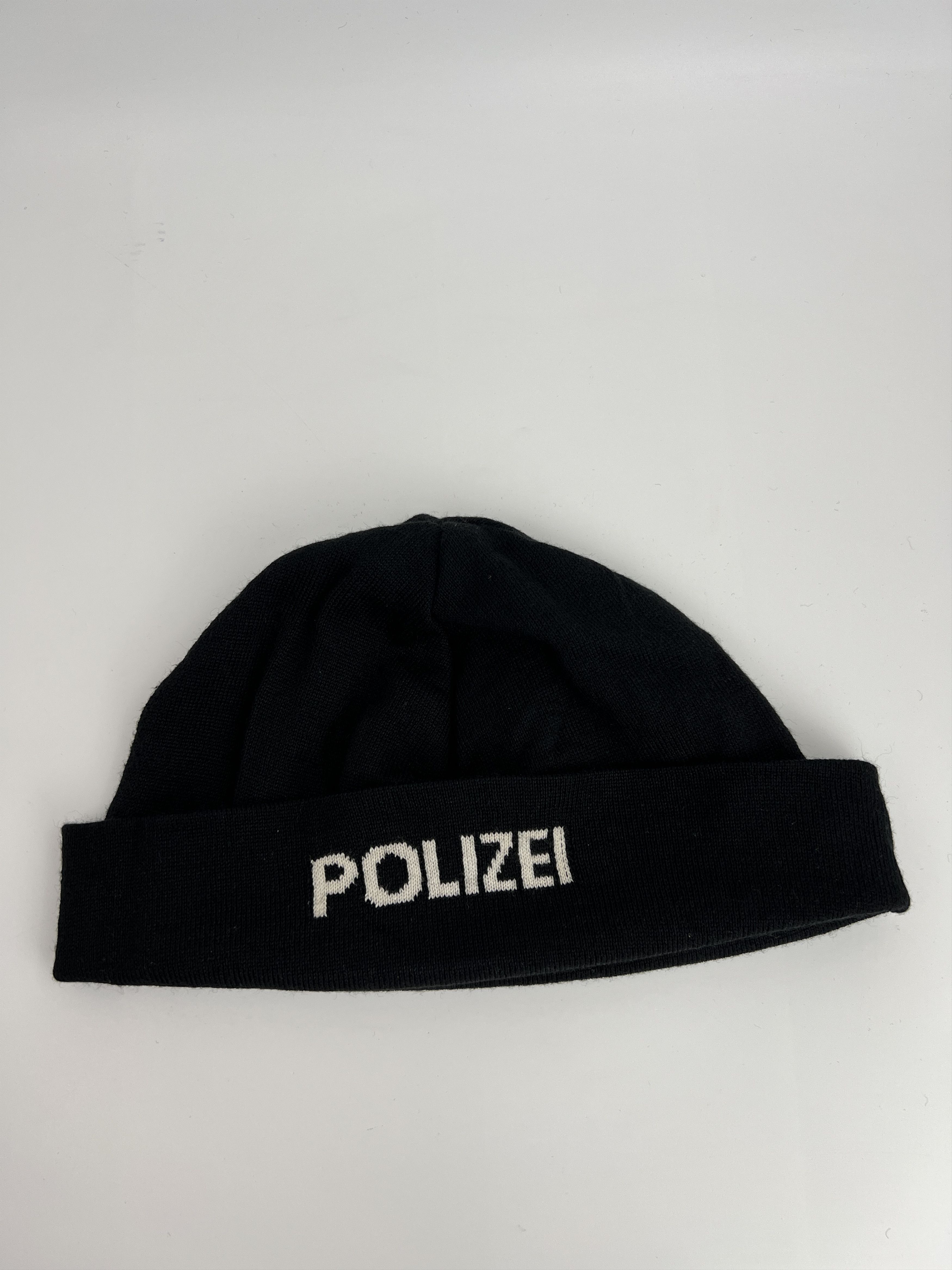 Vintage Vintage y2k Polizei Black Wool Beanie Hat Size ONE SIZE - 4 Thumbnail