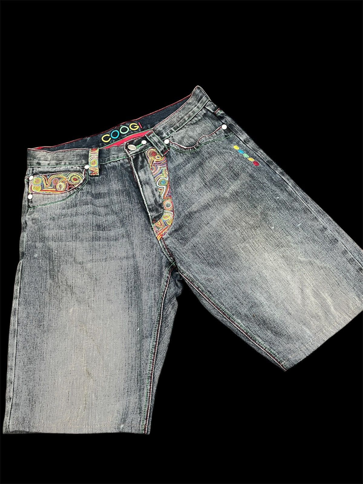 Coogi 🔥Coogi Tribal Multicolour Embroidered Cropped Jeans Size US 35 - 2 Thumbnail