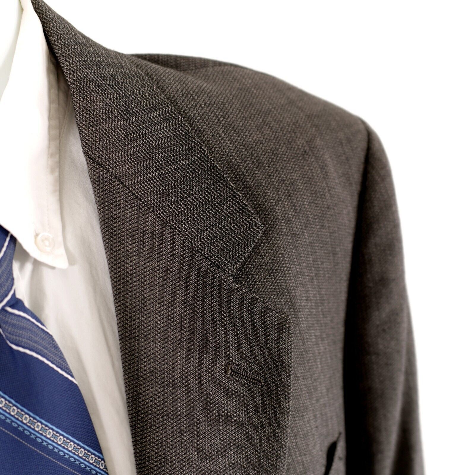 Pierre Cardin Pierre Cardin Textured Tweed Wool Gray Check 2 Button Blazer Size 44L - 2 Thumbnail