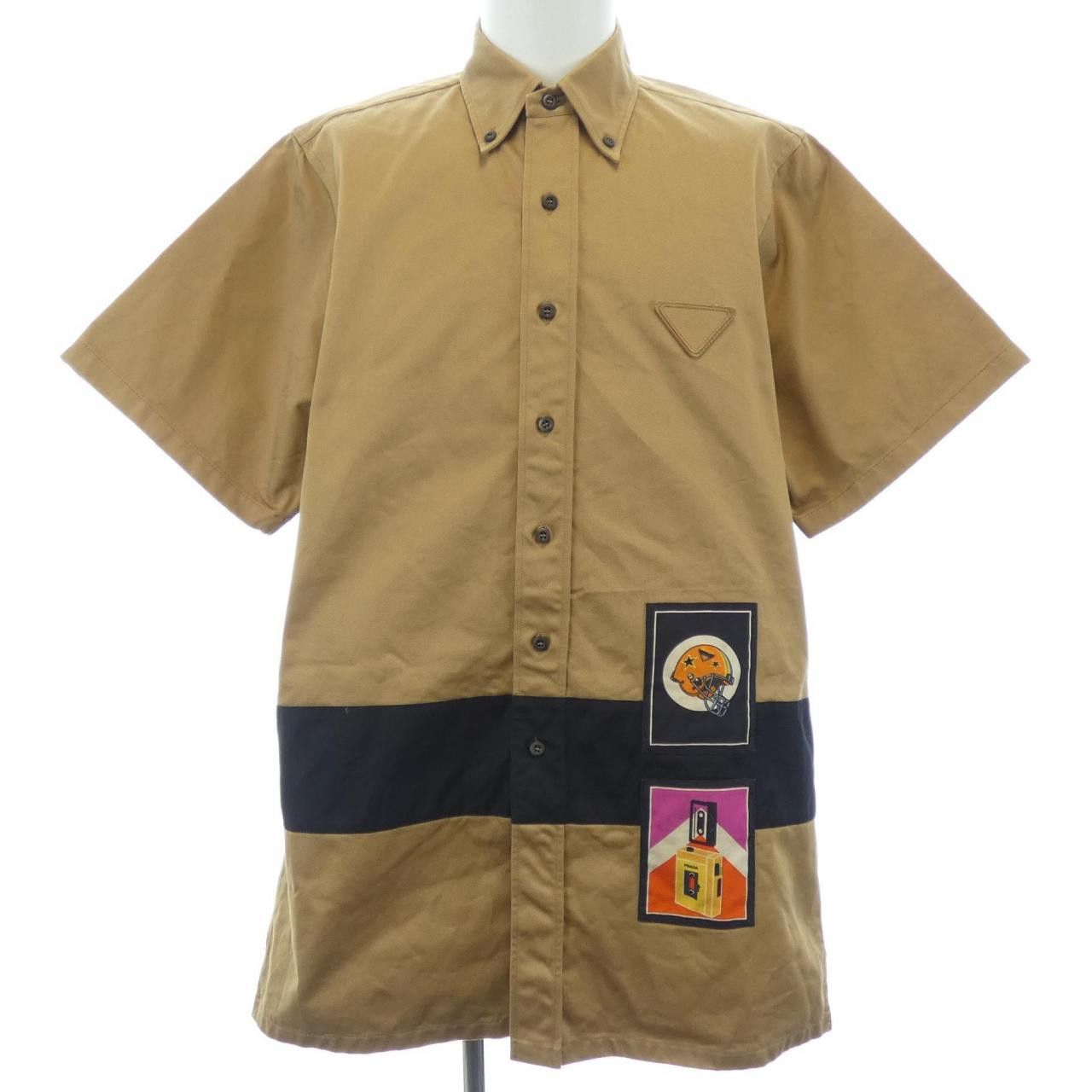 Prada Prada Prada Triangle Logo Short Sleeve Shirt Textile Tops UCS361S2011UPX DUTY FREE for USA Size ONE SIZE - 1 Thumbnail