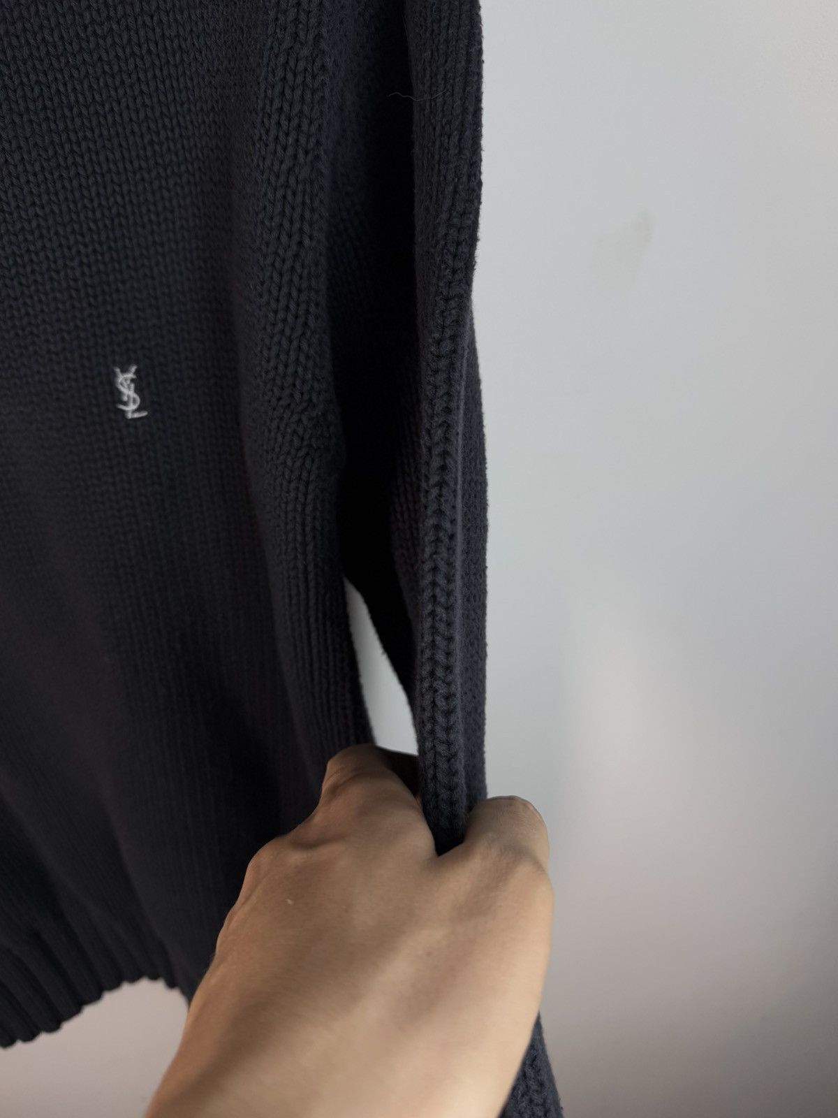 Yves Saint Laurent Heavy YSL Sweater Knit Thick Grey/black Paris Sweatshirt Size US S / EU 44-46 / 1 - 18 Thumbnail