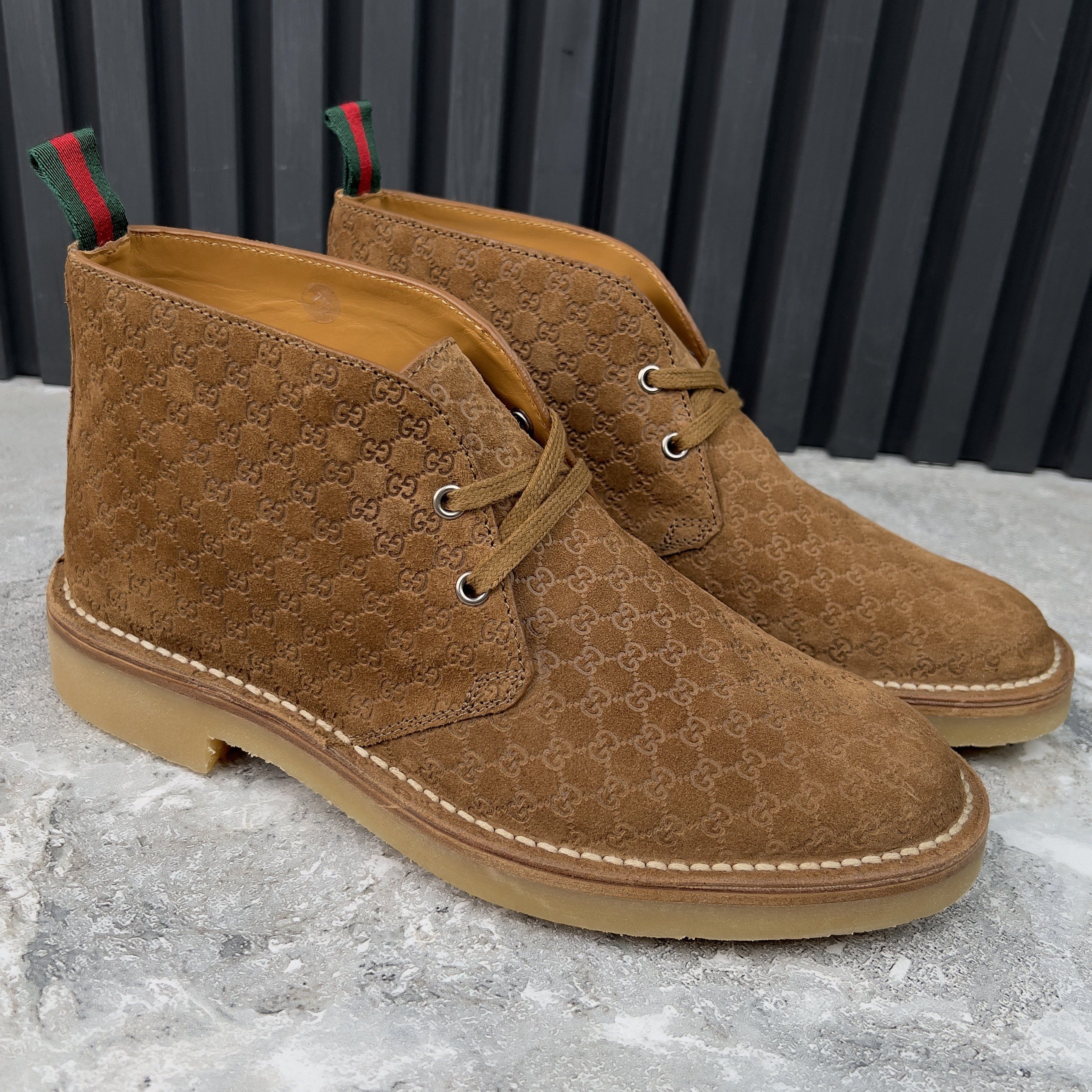 Gucci NEW Moreau Web GG Signature Desert Boots Camel Brown Suede Size US 8 / EU 41 - 5 Thumbnail