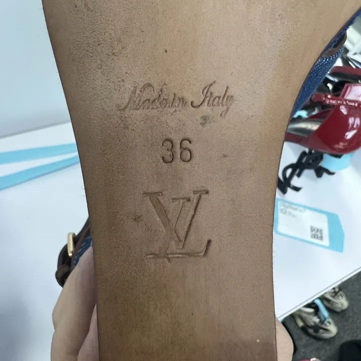 Louis Vuitton Louis Vuitton Blue Platform Cross-Strap Heels -2508 Size US 6 / IT 36 - 5 Thumbnail