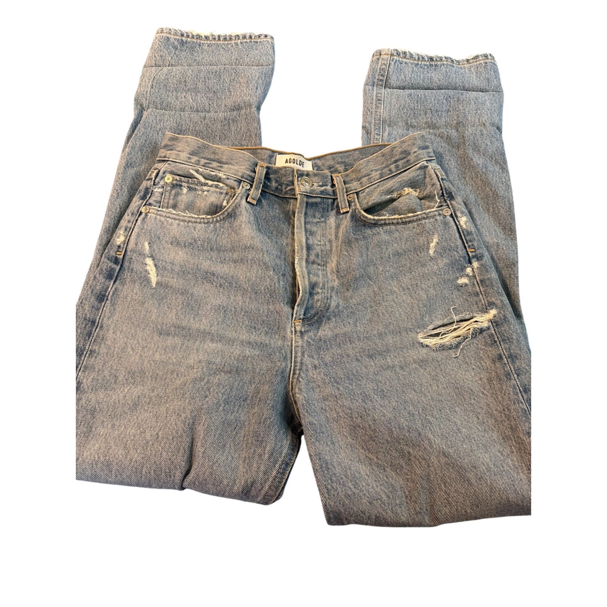 Agolde Agolde 90s Jeans Distressed Destroyed Holes Blue Denim Butto Size 42" / US 20 - 2 Thumbnail