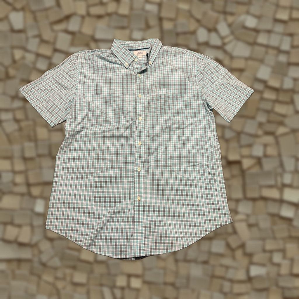 Croft & Barrow Croft & Barrow Shirt, Men's Large, Button Up, Short Sleeve, Plaid, Blue White, Casual, Regular, Collared, Men, Button-Up Shirt Size US L / EU 52-54 / 3 - 1 Thumbnail