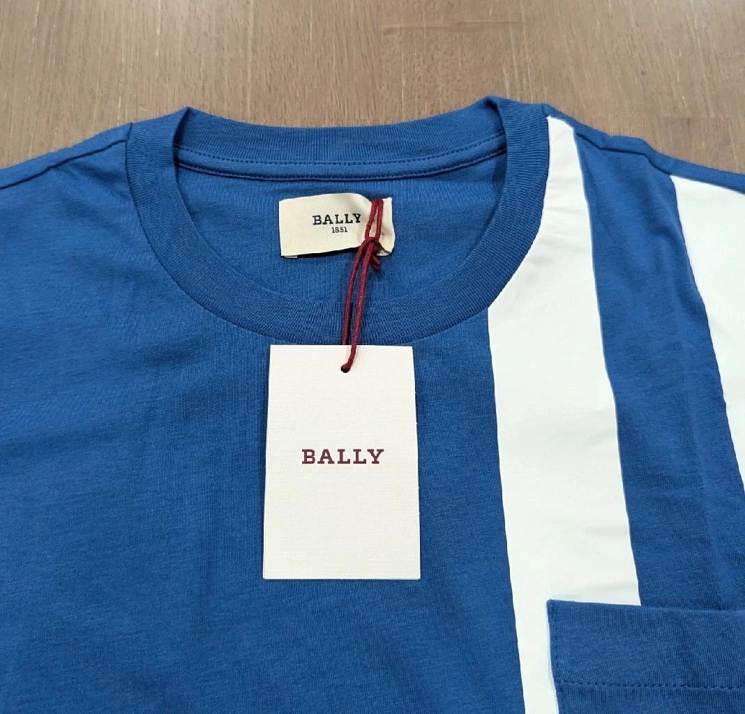 Bally BALLY Striped Patch Pocket Crewneck T-Shirt Blue Sky Medium Size US M / EU 48-50 / 2 - 2 Thumbnail