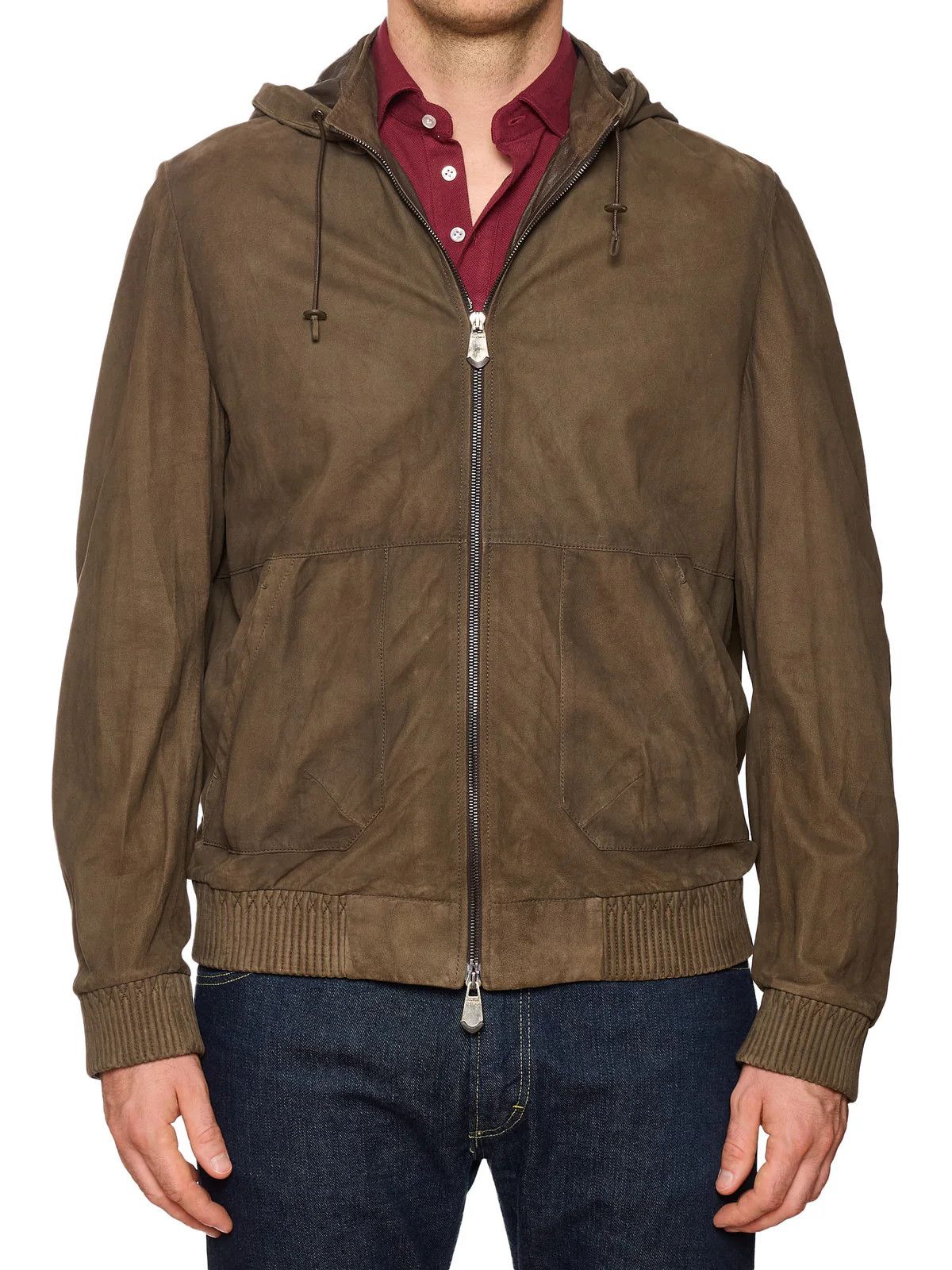 Berluti BERLUTI Packable Khaki Nubuck Lambskin Leather Hooded Jacket Size US M / EU 48-50 / 2 - 4 Thumbnail