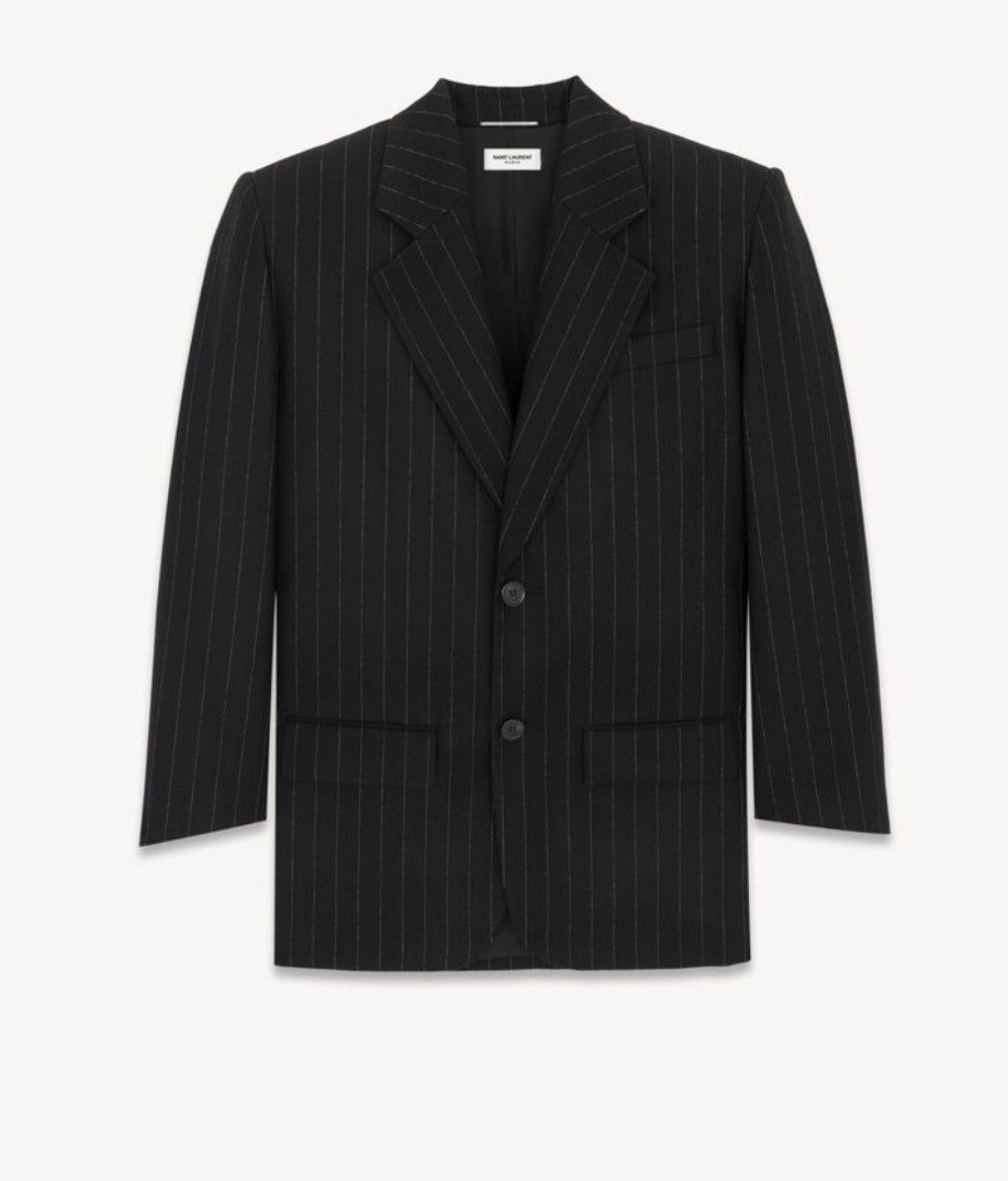 Saint Laurent Paris Oversize Jacket in Pinstripe Wool Felt Size US M / EU 48-50 / 2 - 1 Thumbnail