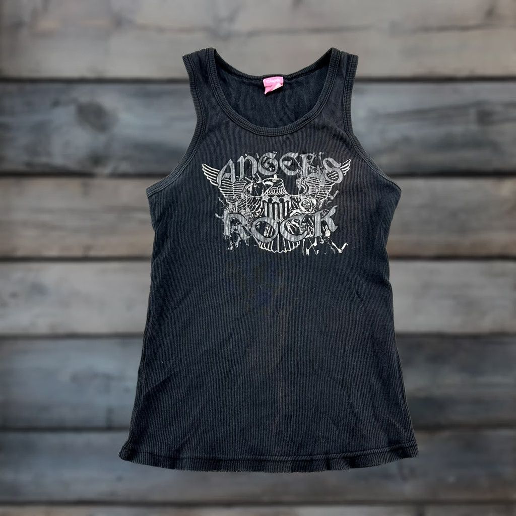 Vintage VINTAGE Angels Rock Shirt Womens L Black Tank Top Ribbed Knit Wings Emo Goth Y2K Size L / US 10 / IT 46 - 1 Thumbnail