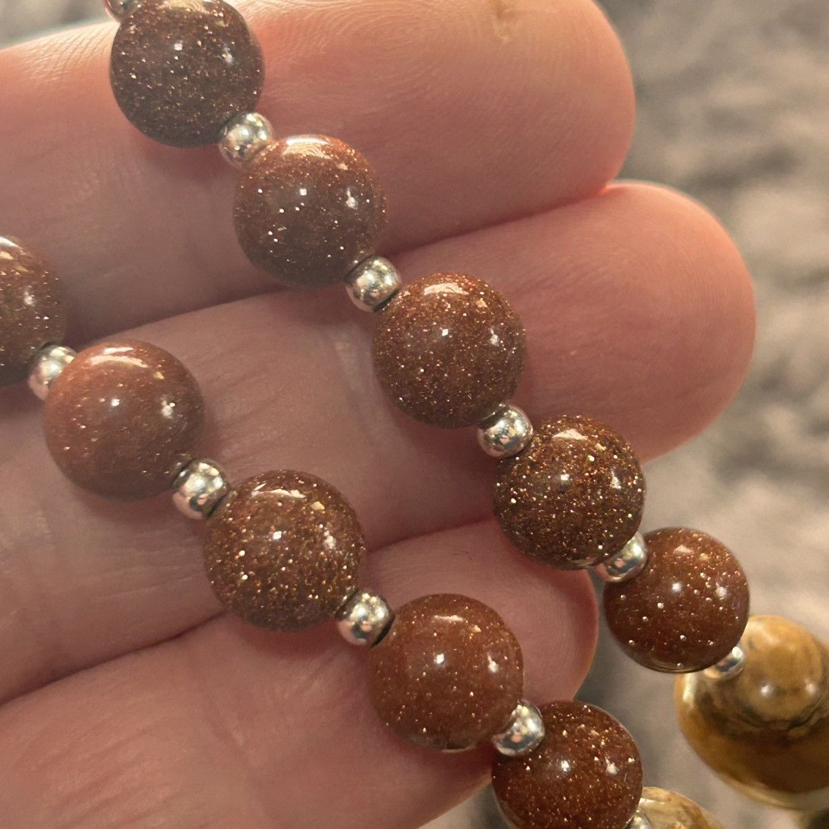 Handmade Handcrafted picture jasper goldstone faceted dome necklace Size ONE SIZE - 5 Thumbnail