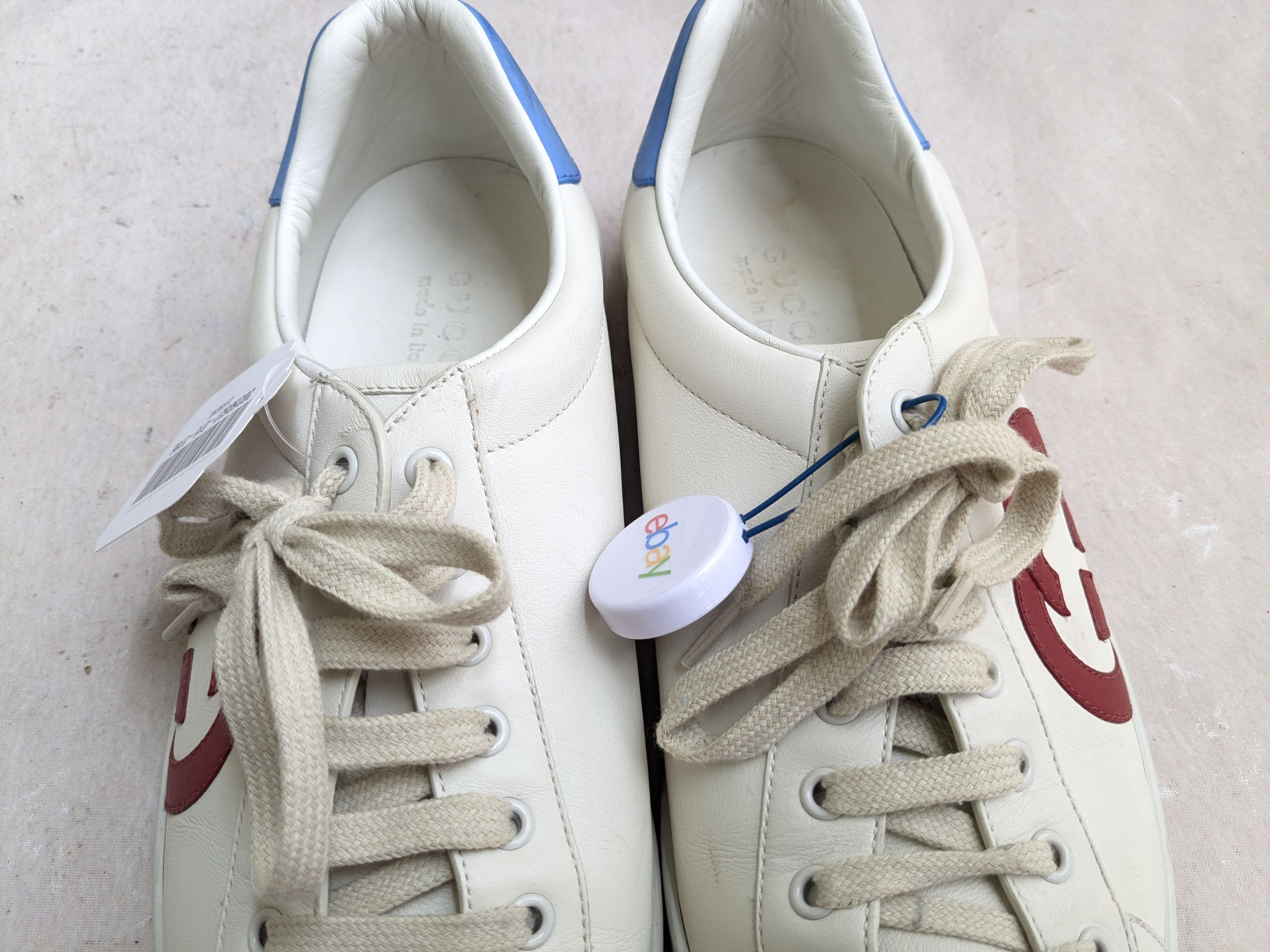 Gucci Ace Sneakers GG White Blue 10.5 Low Leather