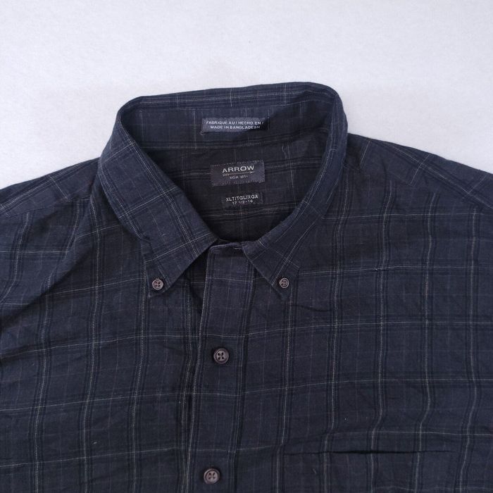 Arrow Arrow Windowpane Flannel Shirt Mens Size XLT Black Red | Grailed