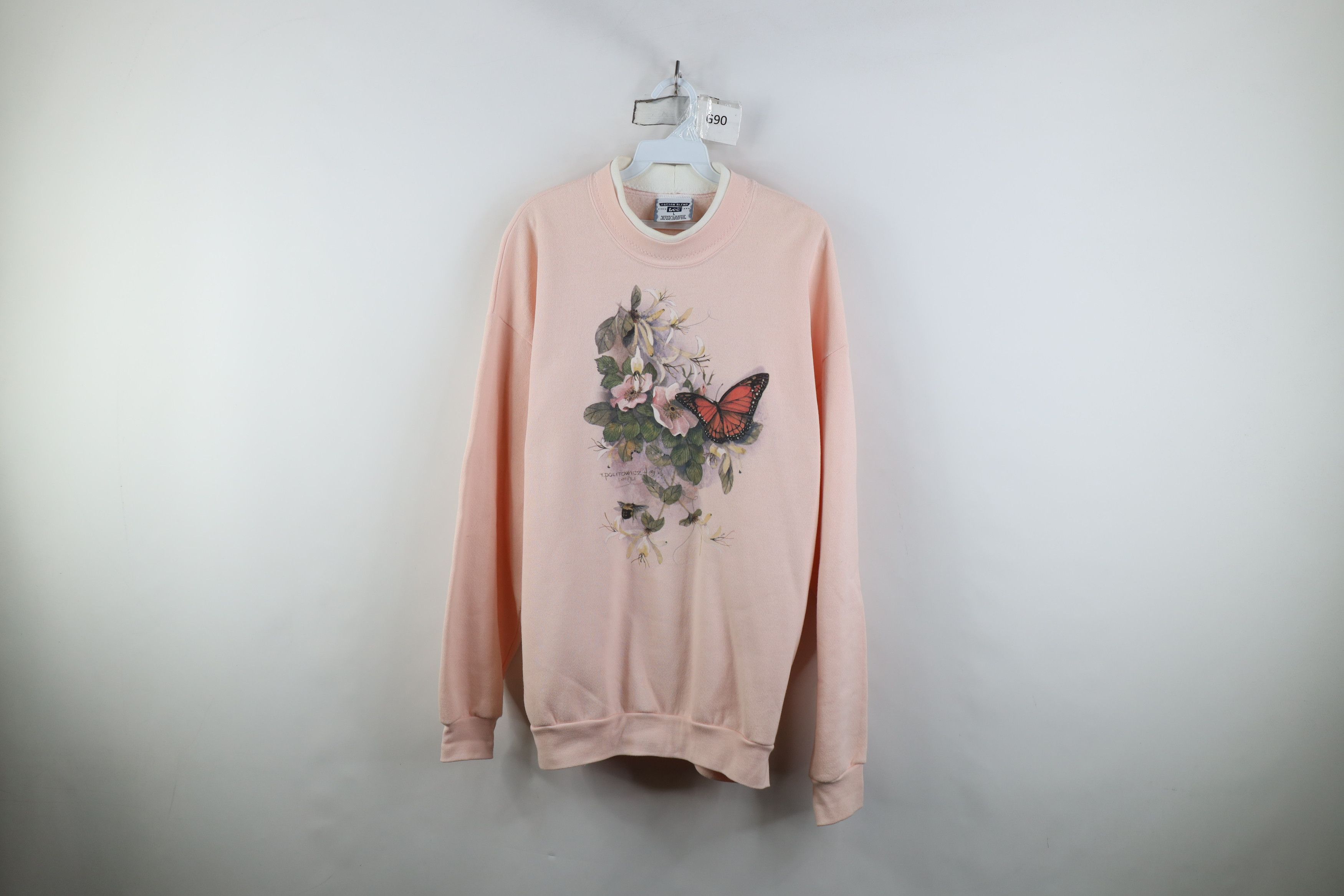 Vintage Vintage 90s Streetwear Butterfly Layered Sweatshirt Pink Size L / US 10 / IT 46 - 1 Thumbnail