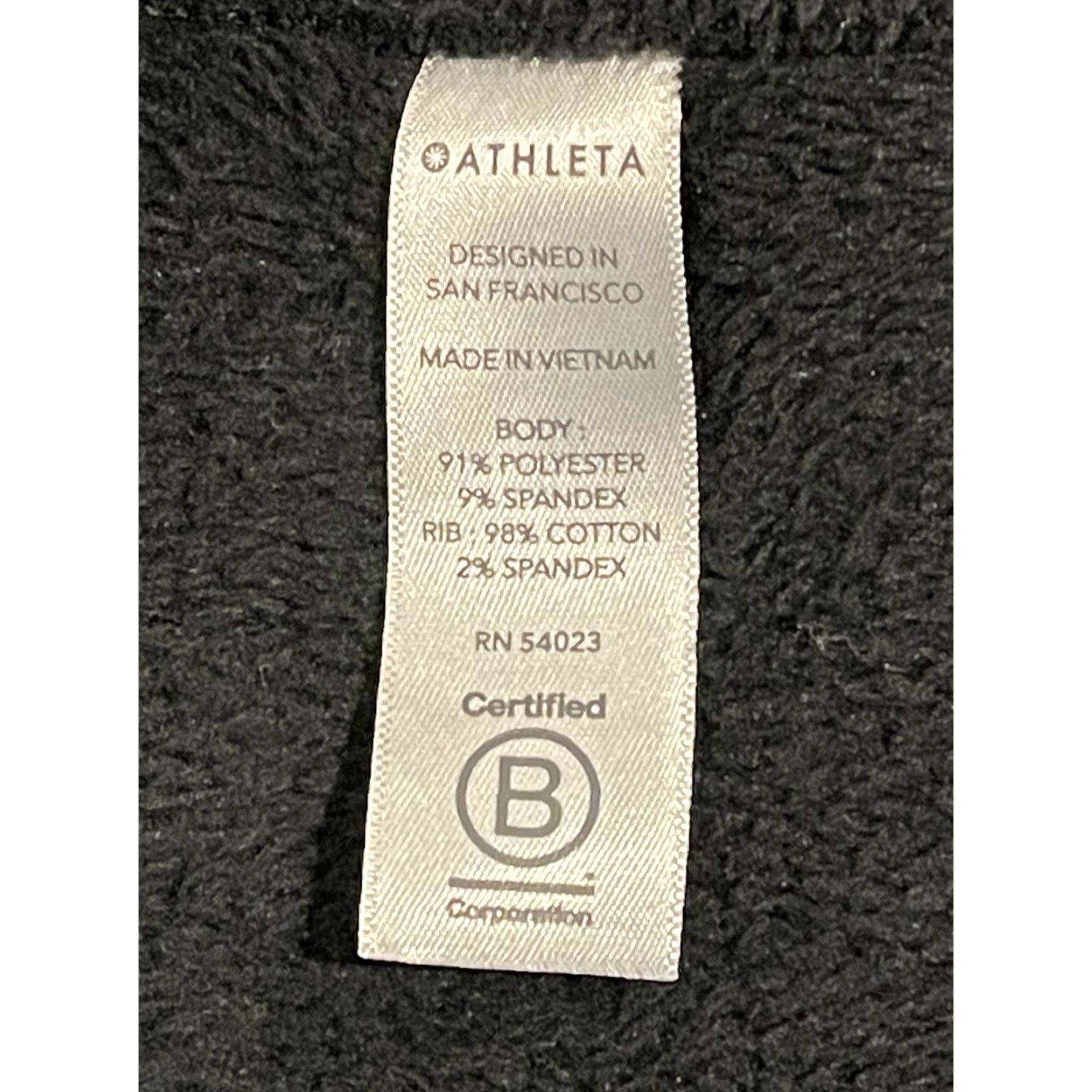 Athleta Jacket Womens XS Black Full Zip Hooded Velour Comfort Casual All Seasons Outdoor Logo Zipper