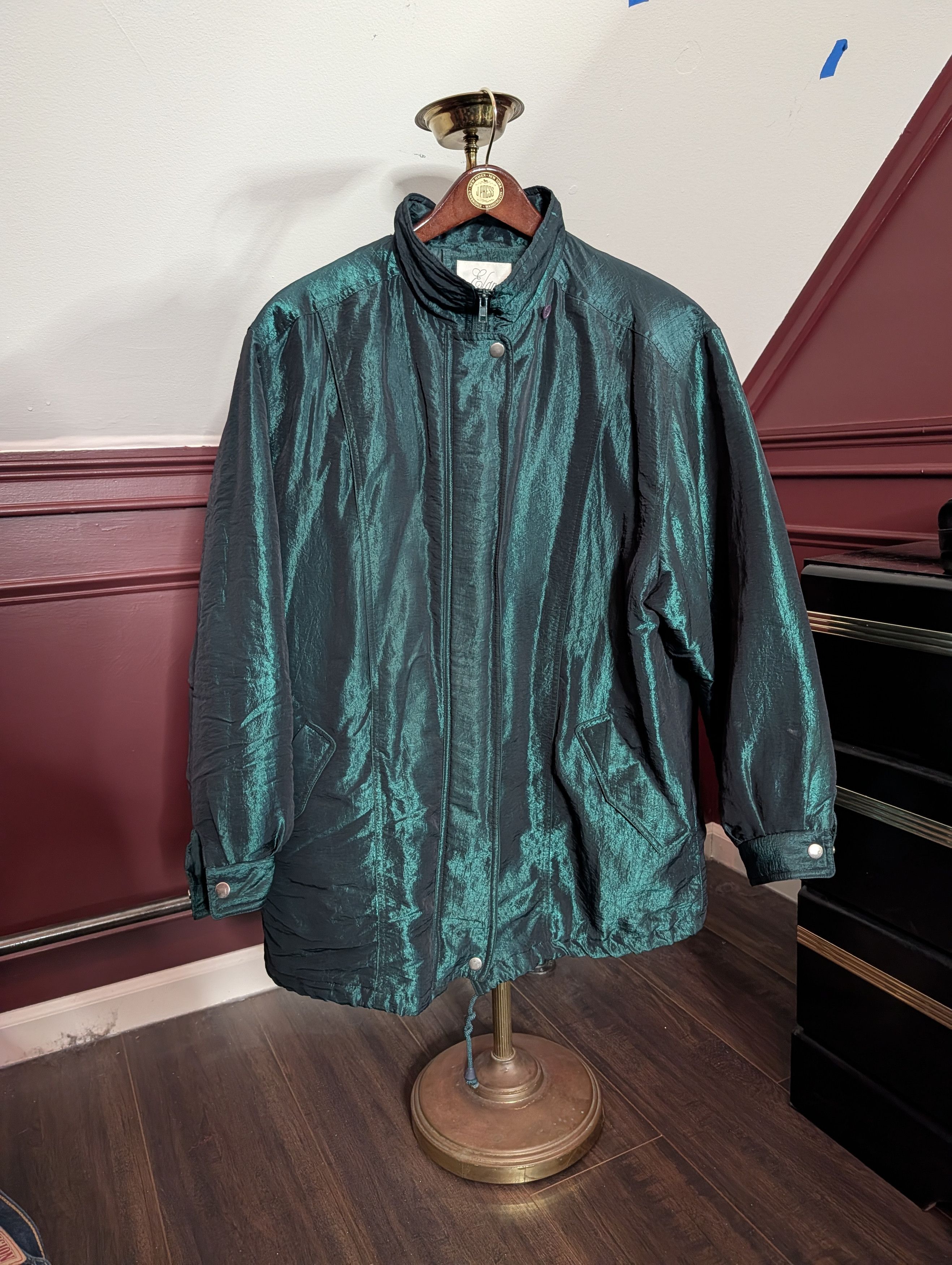 ELAN Vtg iridescent green insulated zip-up parka coat Size L / US 10 / IT 46 - 1 Thumbnail
