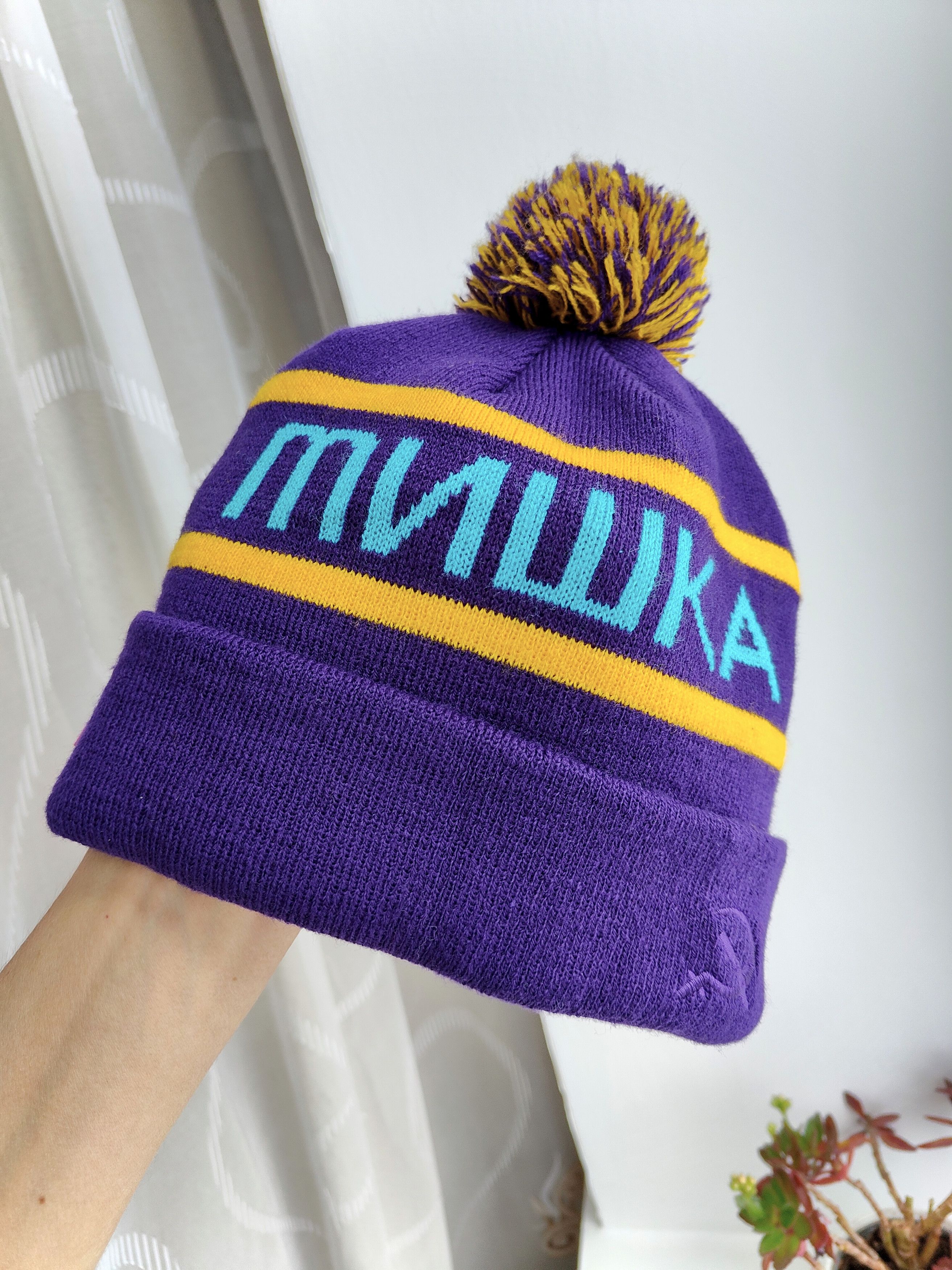 New Era Vintage Y2K Mishka New Era Beanie Pom Pom Hat Cyrillic Logo Size ONE SIZE - 6 Thumbnail