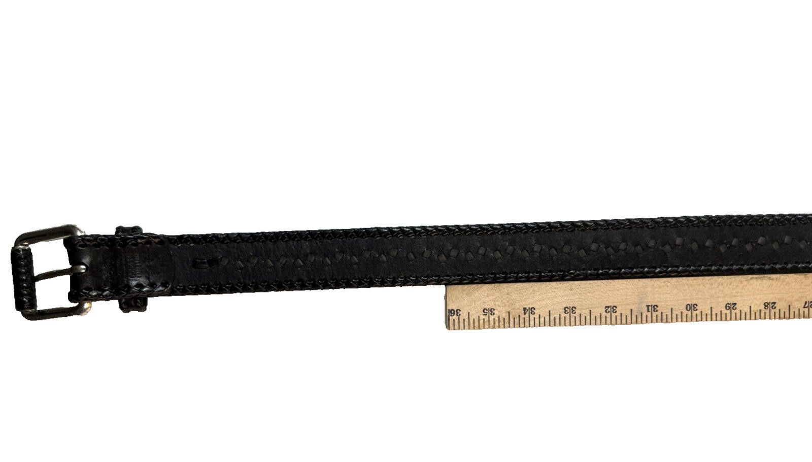 Michael Kors Vintage Michael Kors Black Leather Belt Mens XL Braided Edge Size ONE SIZE - 5 Thumbnail