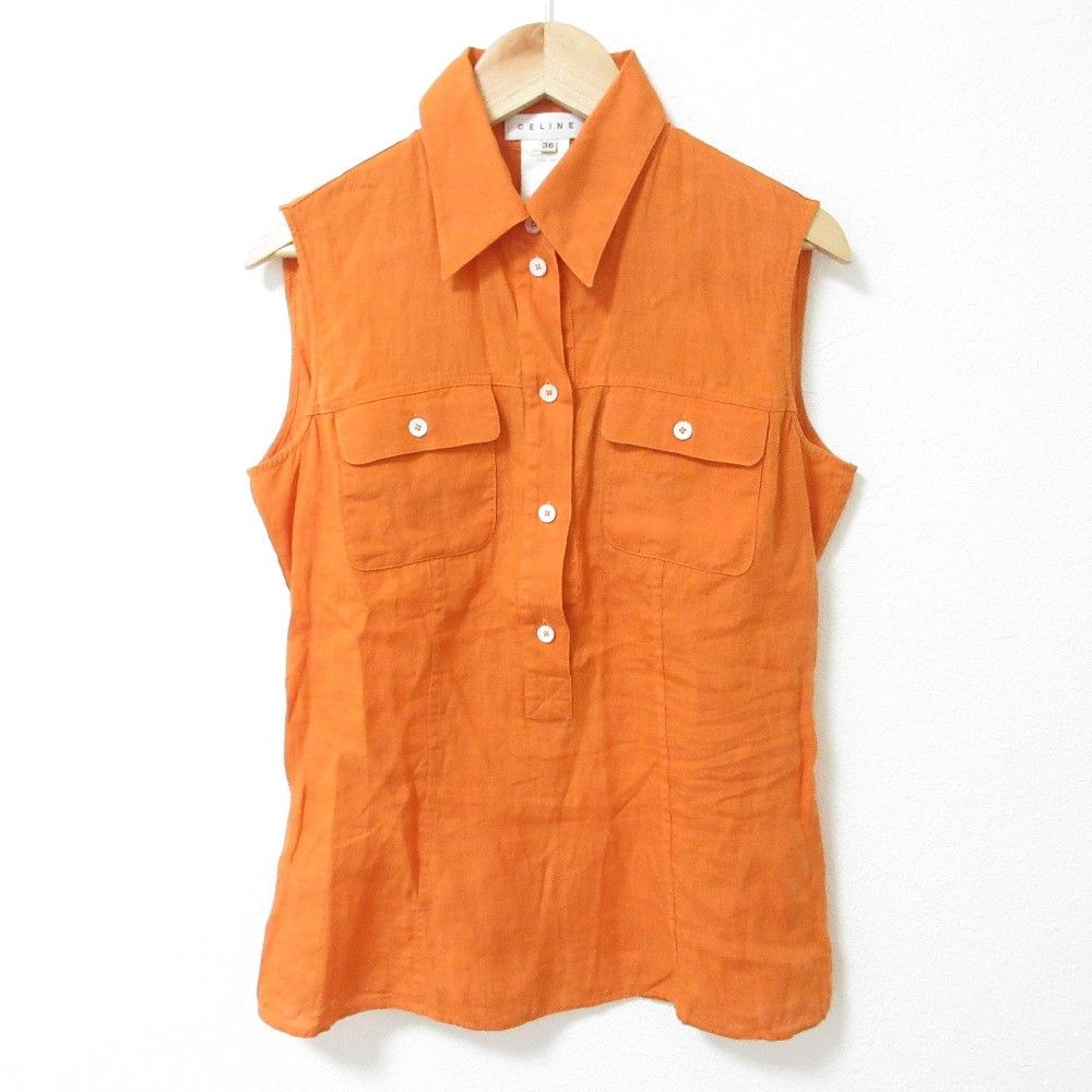 Celine Celine Celine 100% Linen Sleeveless Pullover Shirt Natural Material Tops DUTY FREE for USA Size ONE SIZE - 1 Thumbnail