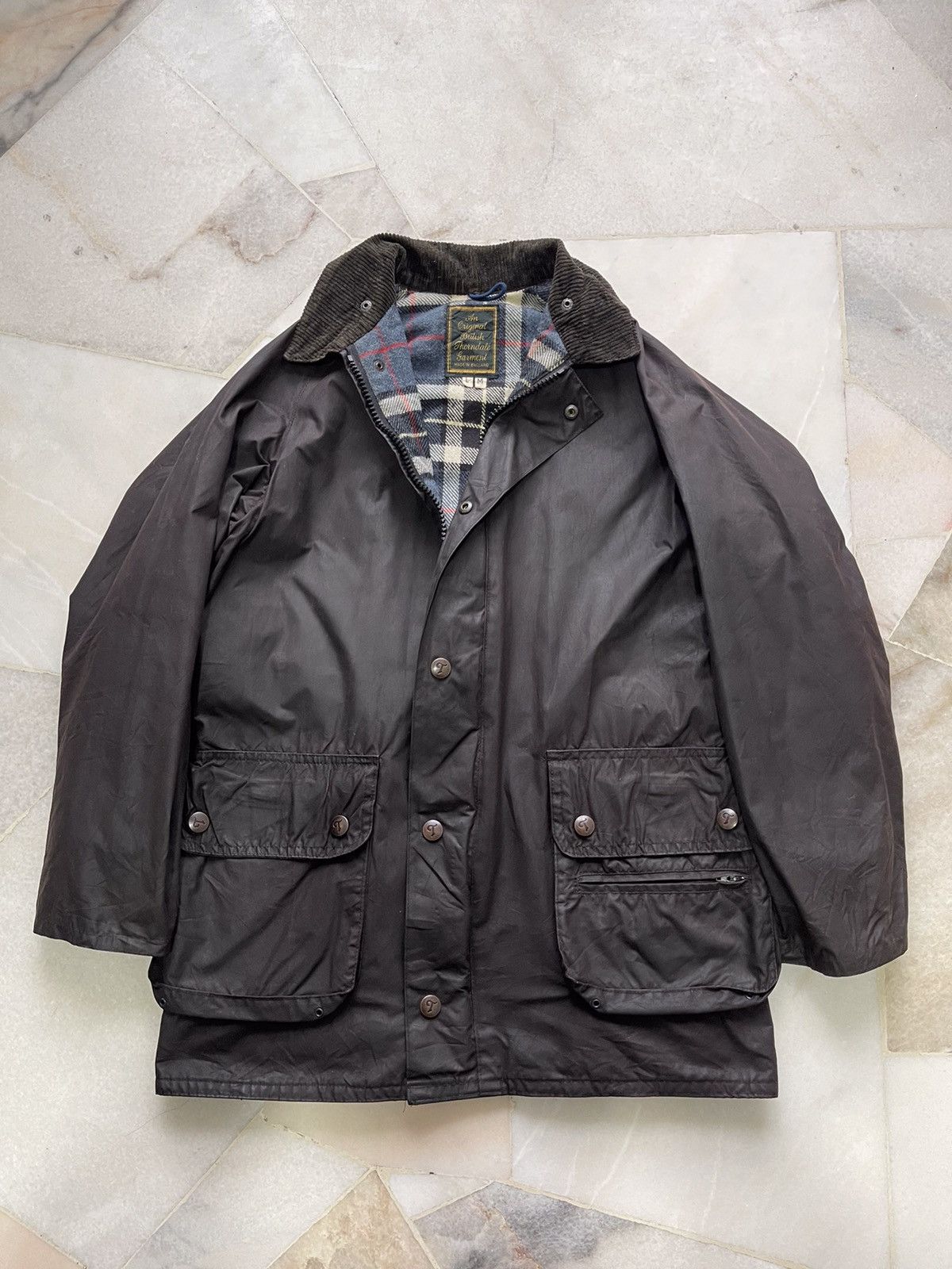 Barbour × Vintage 80s An Original British Thorndale Garment Waxed Jacket Size US M / EU 48-50 / 2 - 14 Thumbnail