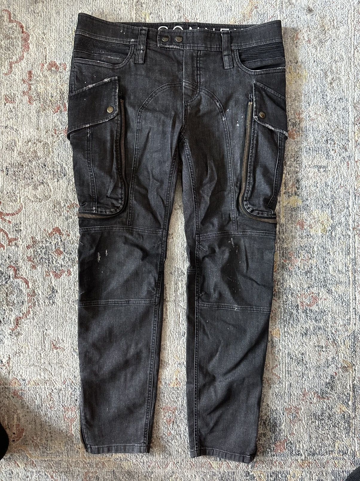 Faith Connexion BLACK OVERSIZED POCKET CARGO DENIM JEANS Size US 32 / EU 48 - 1 Thumbnail