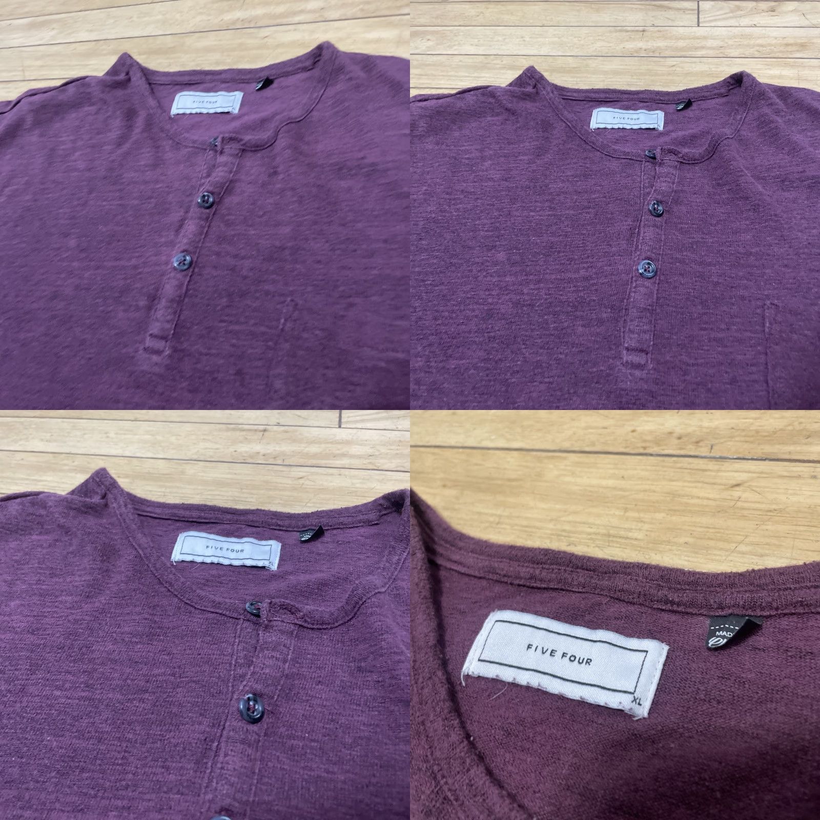 Vintage Five Four Henley Shirt Men XL Burgundy Red Textured Terry Dark Dressy Mature Shirt Size US XL / EU 56 / 4 - 10 Thumbnail