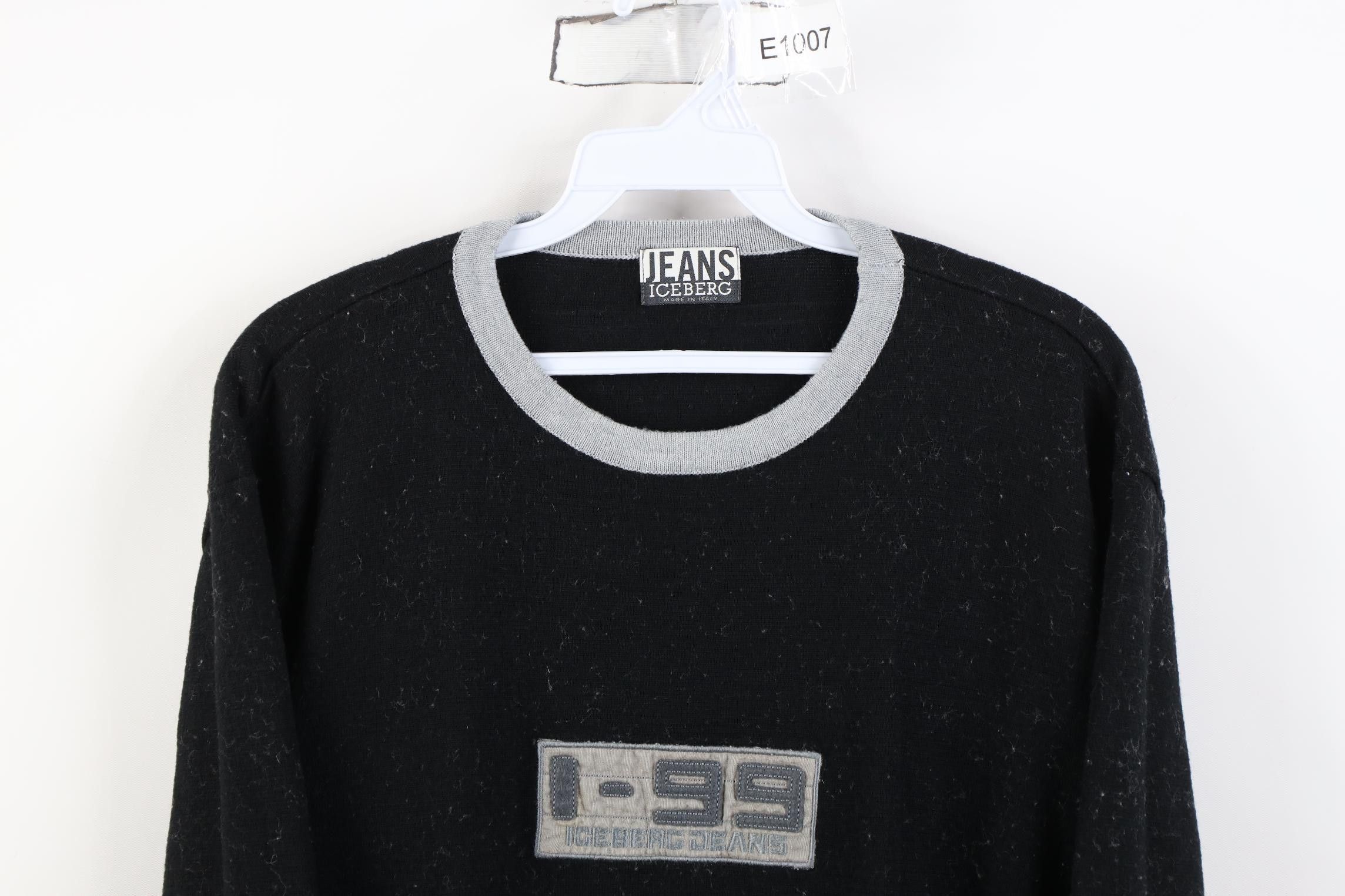 Vintage Vintage 90s Iceberg Jeans Box Logo Wool Knit Sweater Italy Size US L / EU 52-54 / 3 - 2 Thumbnail