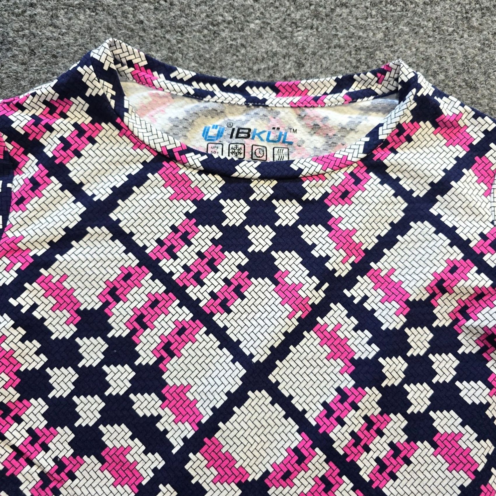 Vintage Ibkul Top Womens XS Pink Plaid Performance Stretch Long Sleeve Athletic Shirt Size XS / US 0-2 / IT 36-38 - 2 Thumbnail