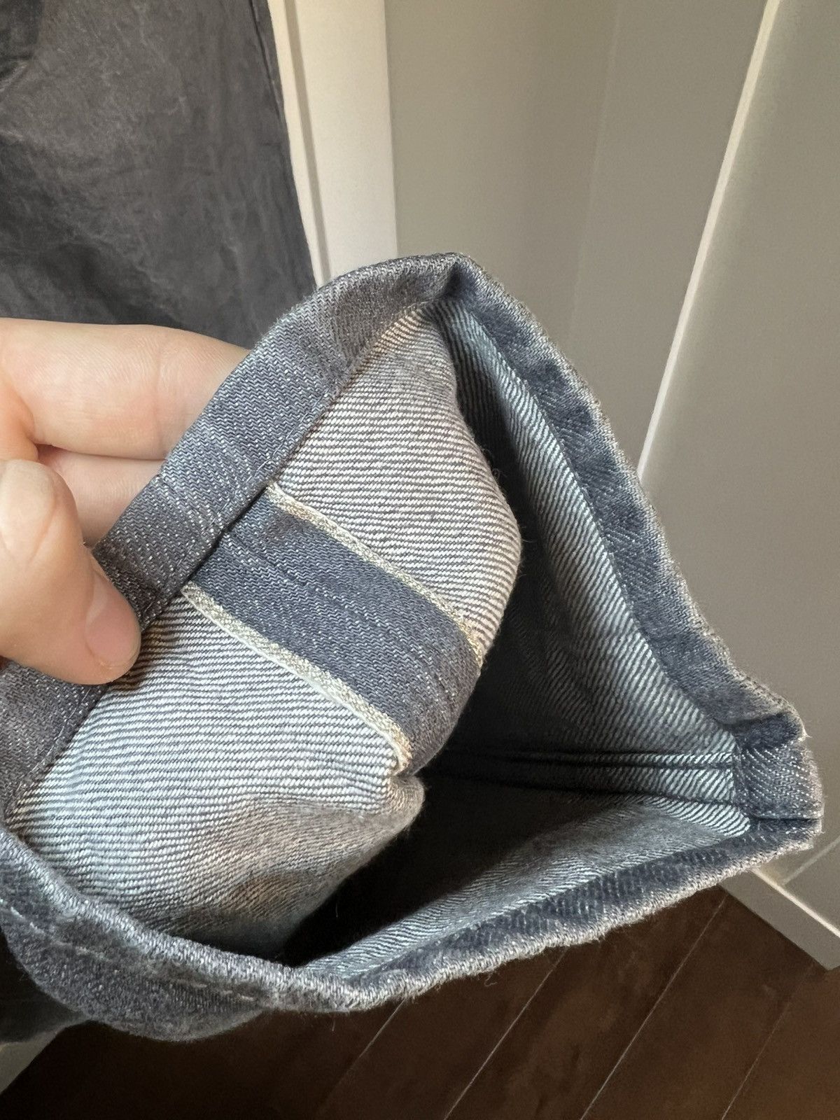 Naked & Famous Vintage Naked & Famous grey raw selvedge silver denim jeans Size US 33 - 10 Thumbnail