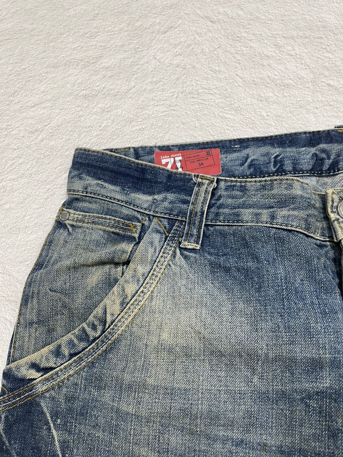 Zara 2000s Japanese Zara Multi Pocket Lightning Wash Denim Y2K Size US 38 / EU 54 - 6 Thumbnail