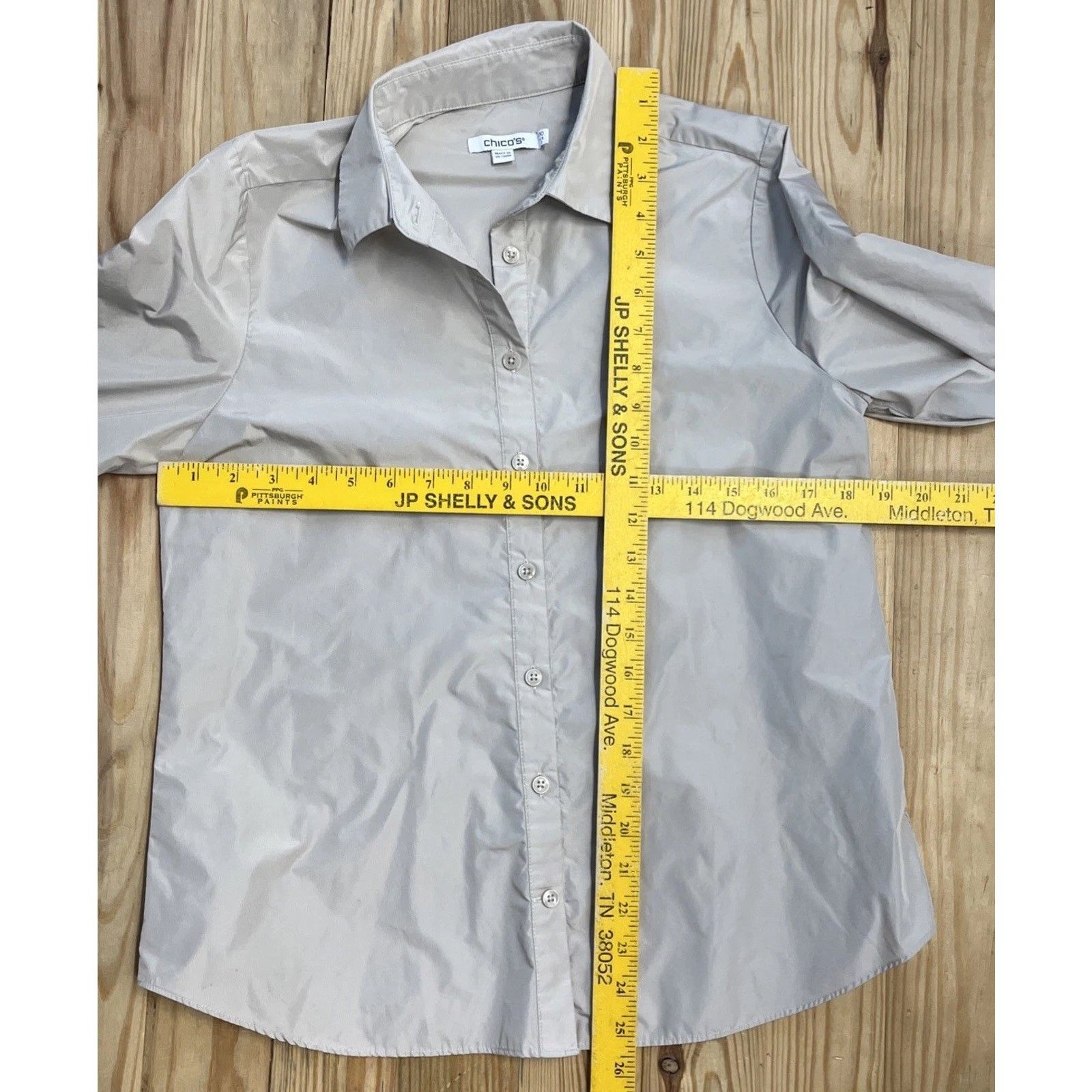 Chicos Chicos Bungee Sleeve Button Up Beige Shacket XS Size XS / US 0-2 / IT 36-38 - 6 Thumbnail