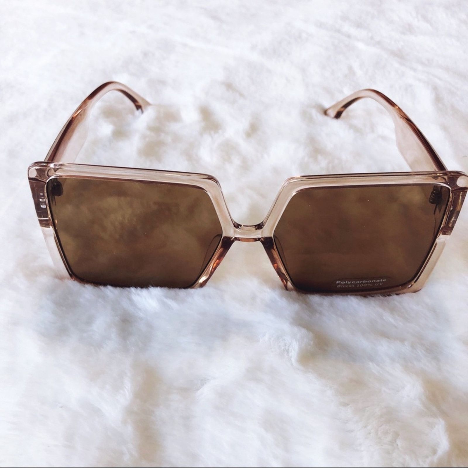 Other Molly Clear Pink Oversized Rectangle Sunglasses Size ONE SIZE - 3 Thumbnail