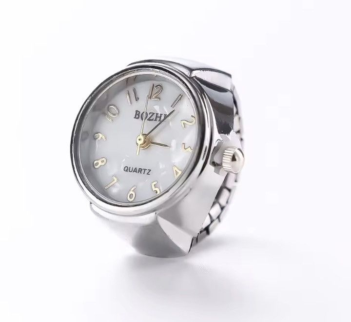 VIBE 💍 Vintage Style Silver Tone Ring Watch | Oval Face Analog Size ONE SIZE - 4 Thumbnail
